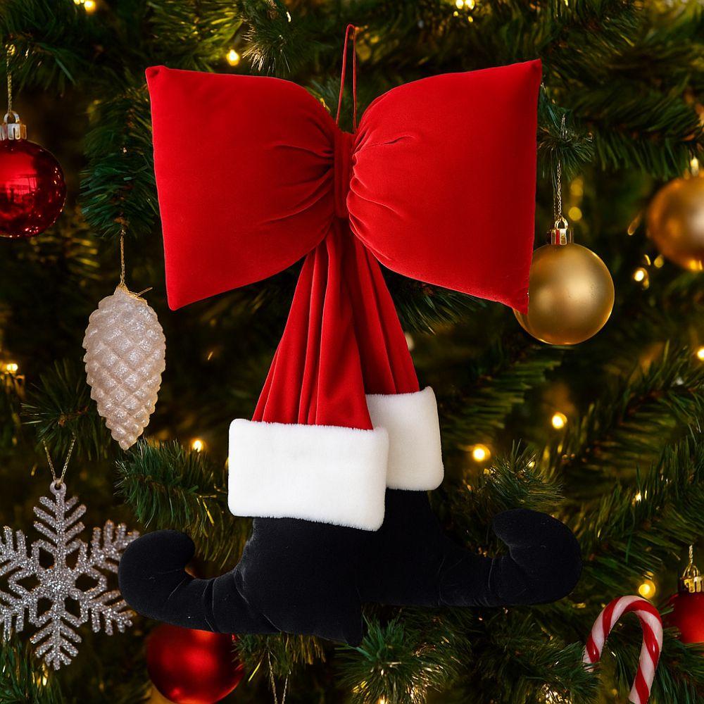 DIY Decorations Bow Hanging Ornaments Red Velvet Bow Knot Christmas Bowknot Pendant  New Year Party