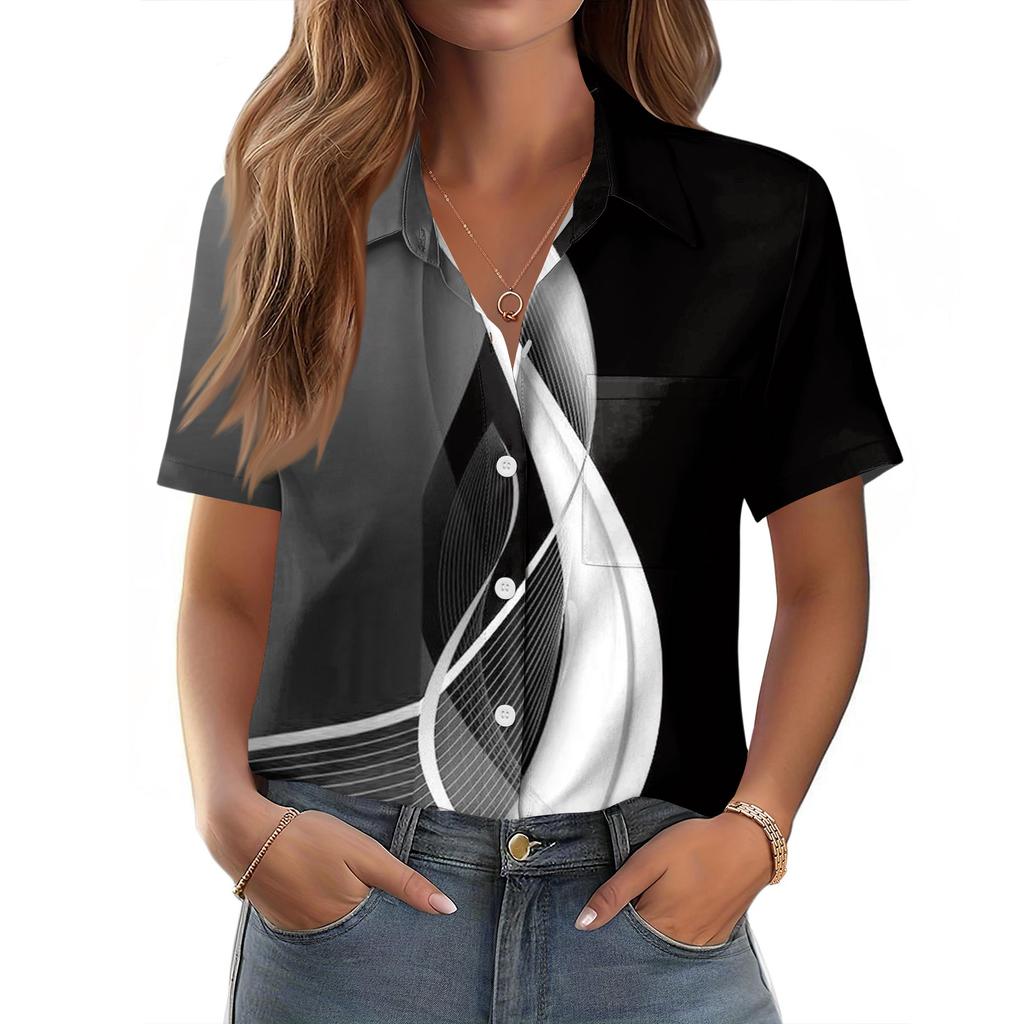 Women Blouses Short Sleeve Button Down Shirts Business Casual Dressy Work Tops Summer Spring Clothes