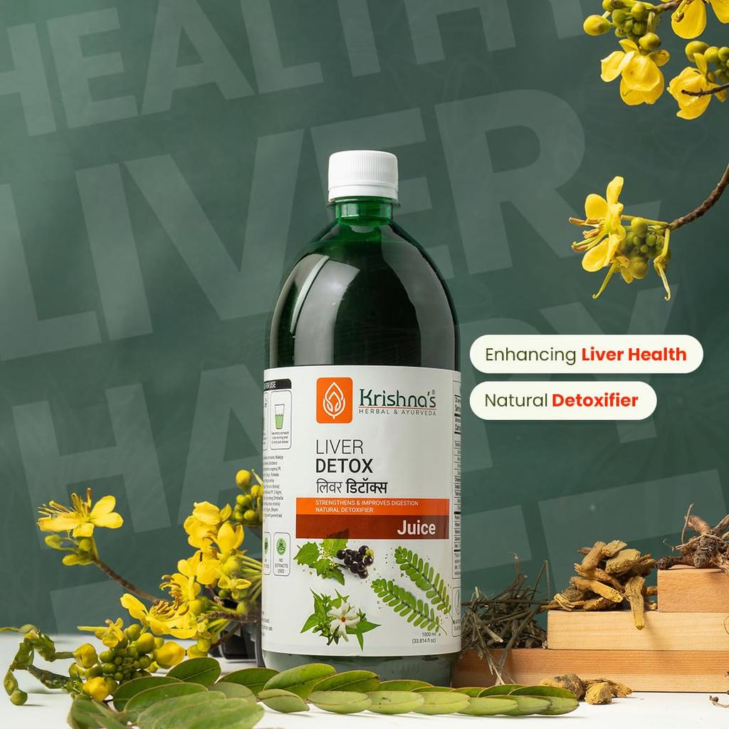 Krishna's Herbal & Ayurveda Liver Detox Juice 1000 Ml Pack Of 1 Natural Digestion Support Rejuvenator