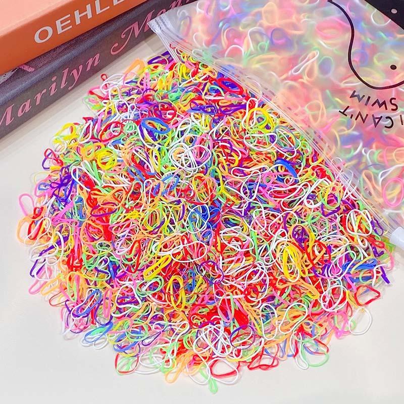 1000pcs Girls Elastic Colourful Disposable Rubber Band Hair Ties Headband Children Ponytail Holder Bands Kids Hair Accessories