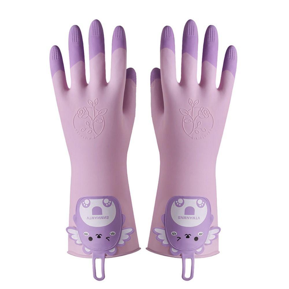 1 Pair Non-Slip Laundry Cleaning Gloves Cartoon Kitchen Cleaning Gloves Household