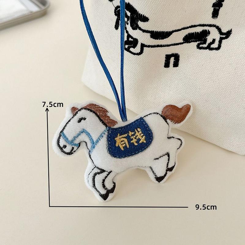 {MX} Cute Cartoon Plush Horse Keychain Auspicious Horse Zodiac Animal Lucky Bag Charm The Year Of The Horse Gift one size