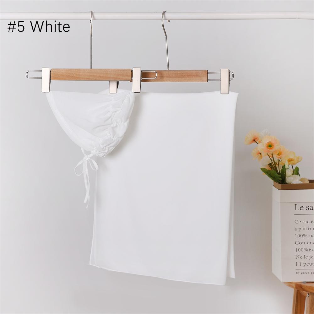 2 Piece Set High Quality Pearl Chiffon Scarf With Spandex Inner Cap Hijab Solid Color Woman Chiffon Headscarf Matching Undercap