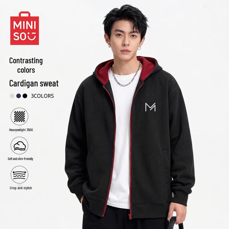 MINISO Men s Heavyweight Colorblock Zip Hoodie XL