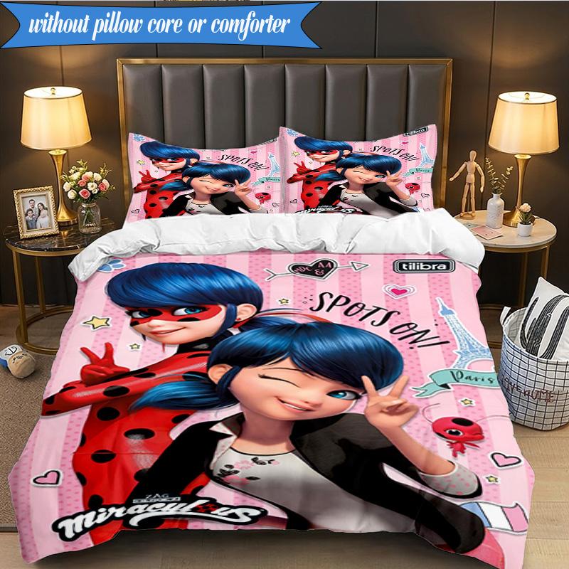 3PCS Miraculous Adventures Bedding Set,Including 1pc Duvet Cover And 2pcs Pillowcases Perfect for Bedroom, Dormitory, Fan Christmas gift