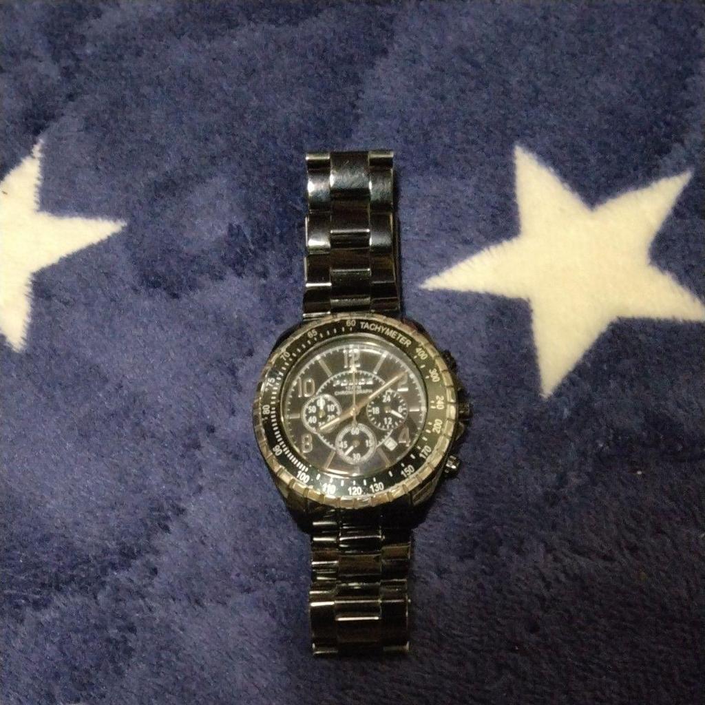 Used Reasonable item POLICE chronograph men's watch black 10ATM