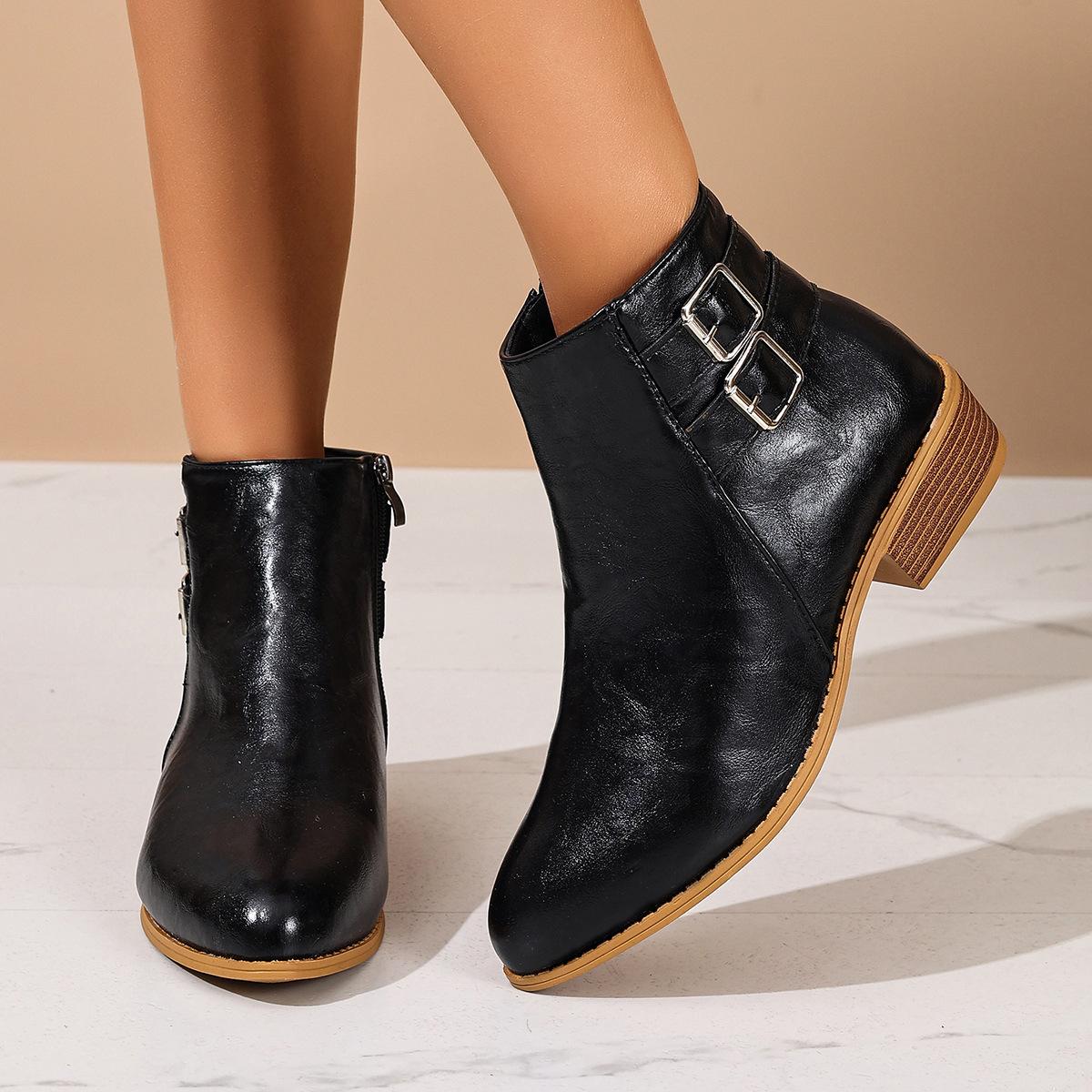 

Autumn Winter Fashion Women Platform Plus Size Shoes for Women 35-43 Non-slip Ankle Boots Pointed Toe Comfortable Footwear 43 чорний