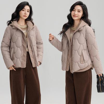Fake Two Padded Clothes Women's Winter 2025 New Short Cotton Jacket Fashionable Korean Loose Hooded Jacket