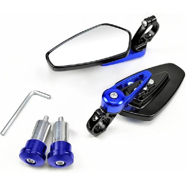 7/8" Motorcycle Mirrors,Bar End Rear View Mirrors Compatible With Honda Grom,Ducati, Suzuki,Yamaha, Kawasaki And More (BLUE)