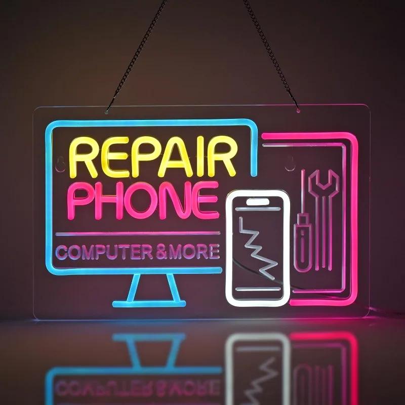 

Cell Phone Repair Neon Light Wall Art Decoration Suitable Business Mobile Phone Tablet Laptop Repair Shop, USB Powered Dimmable