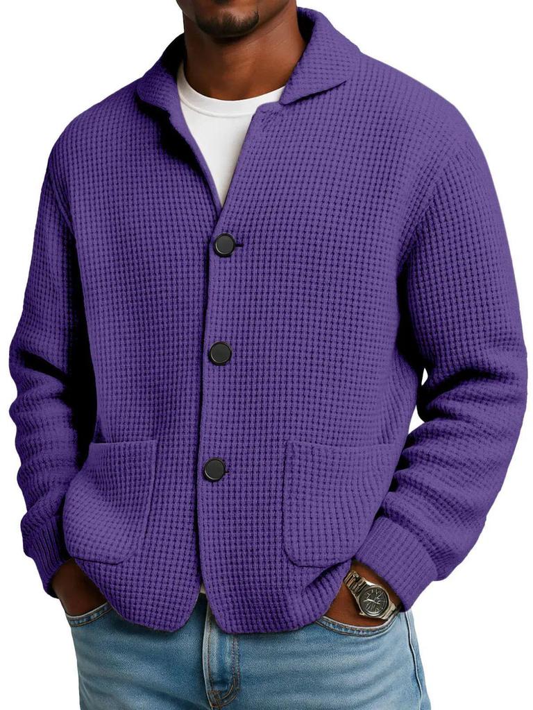 Giacca da Uomo con Revers Europea & Americana - Autunno/Inverno Maglia a Nido d'Ape Camicia Casual alla Moda