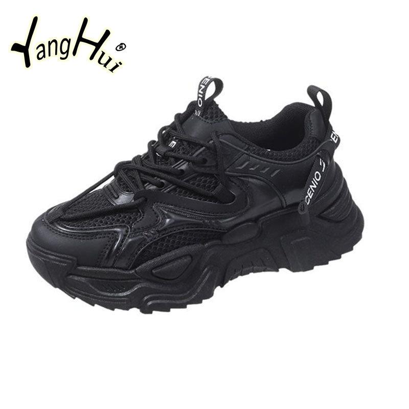 Mesh Breathable Comfortable All-match Sneakers College Style 2024 New Fashion Thick Bottom Anti-slip Running Sports Sheos Summer