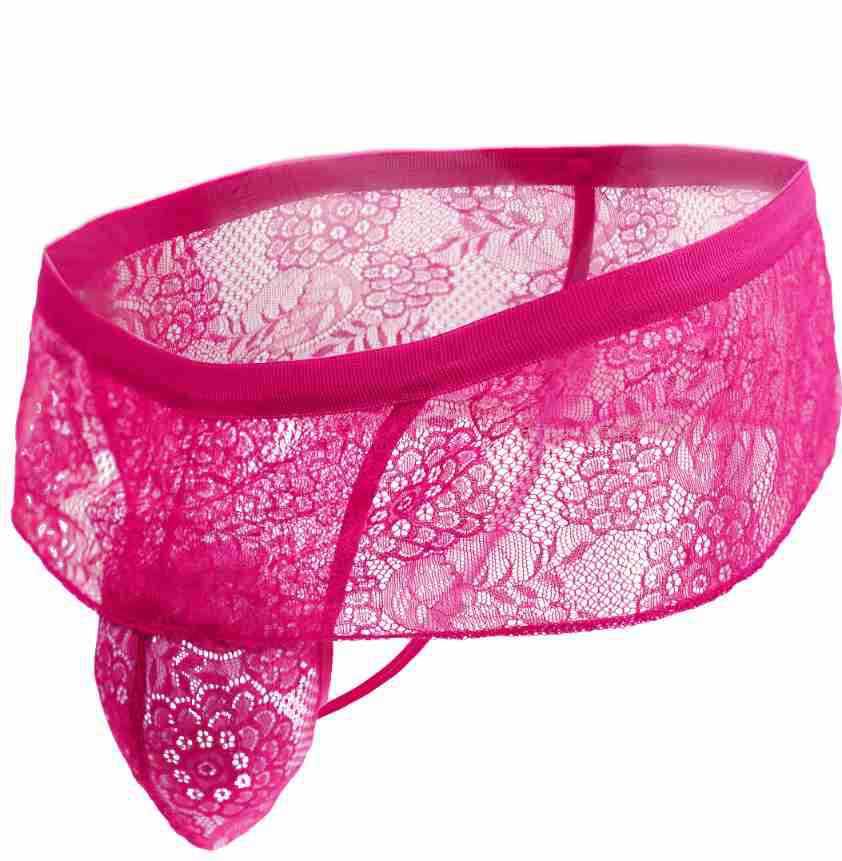 Men'S Lingerie Frilly Lace Trim Sissy Skirted Panties T-Back G-String Thongs Mesh See Through Briefs Girly Crossdress Underwear