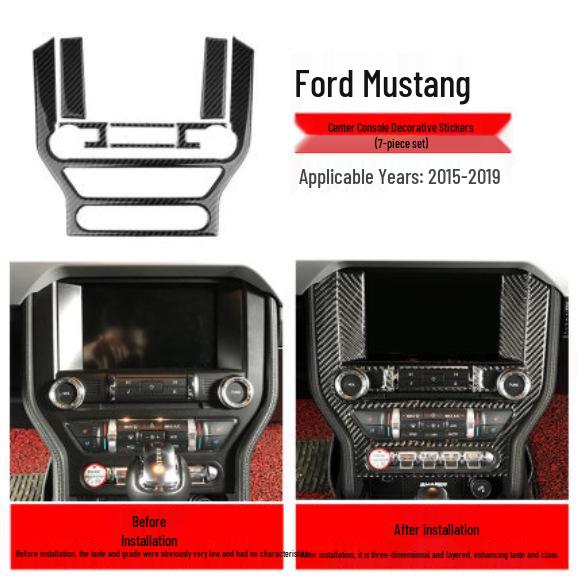 Ford Mustang Kohlefaser Interieur Zierleisten-Set: Konsole, Lenkrad, Schalthebel, Lüftungsdüse