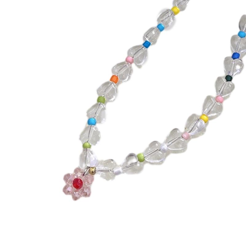 Beaded Necklaces Women Flower Pendant Chokers Artificial Crystal Material Party Jewelry Accessories Gift for Woman Girls