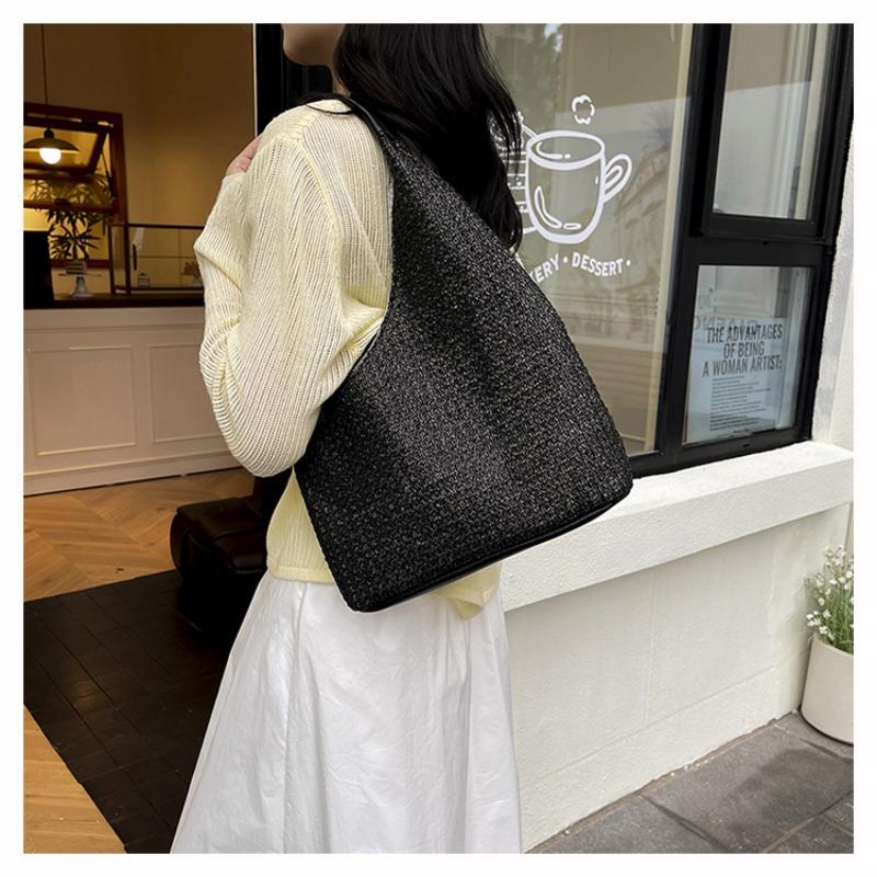 New Fashion Casual Bag Large Capacity Shoulder Bag Women's Handbag Woven Bag Striped Bag Tote Bag