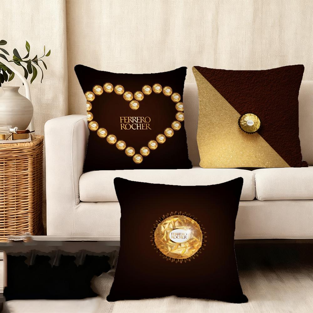Anime Sweet F-Ferrero Cushion Cover Soft Plush Fabric Double-Sided Printed Sofa Cushion Cover For All Seasons Home Decor Gift