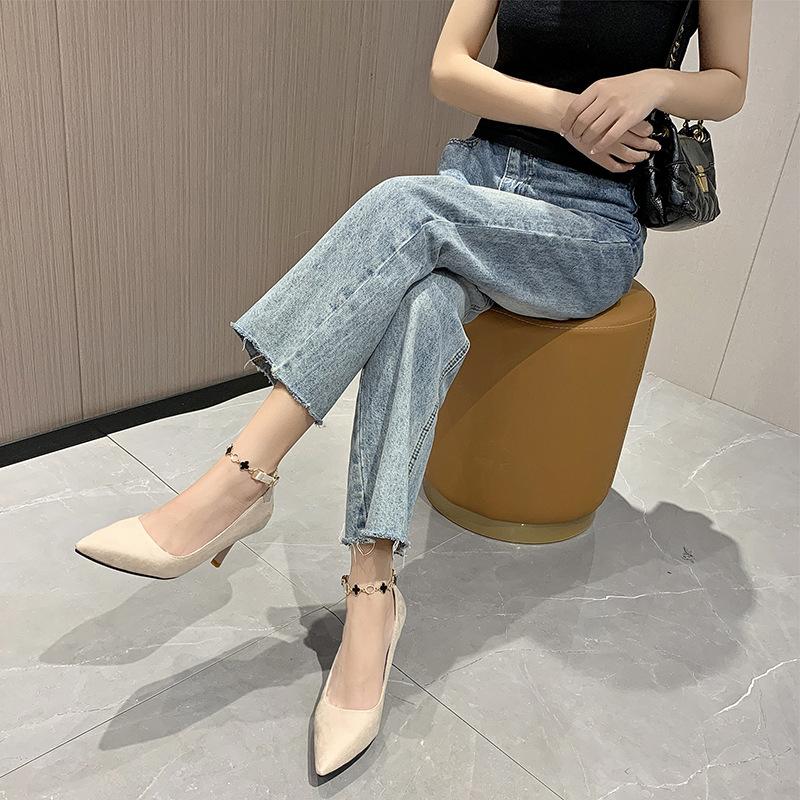 

2025 autumn new stiletto high heels women s stiletto versatile French fashion pointed one-word with high heels single shoes 34