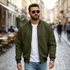 Men's Casual Color Block Jacket with Stand Collar, Long Sleeves and Pockets