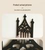 Bohemian Gothic Black Wooden Wall-Mounted Shelf for Bedroom Decor