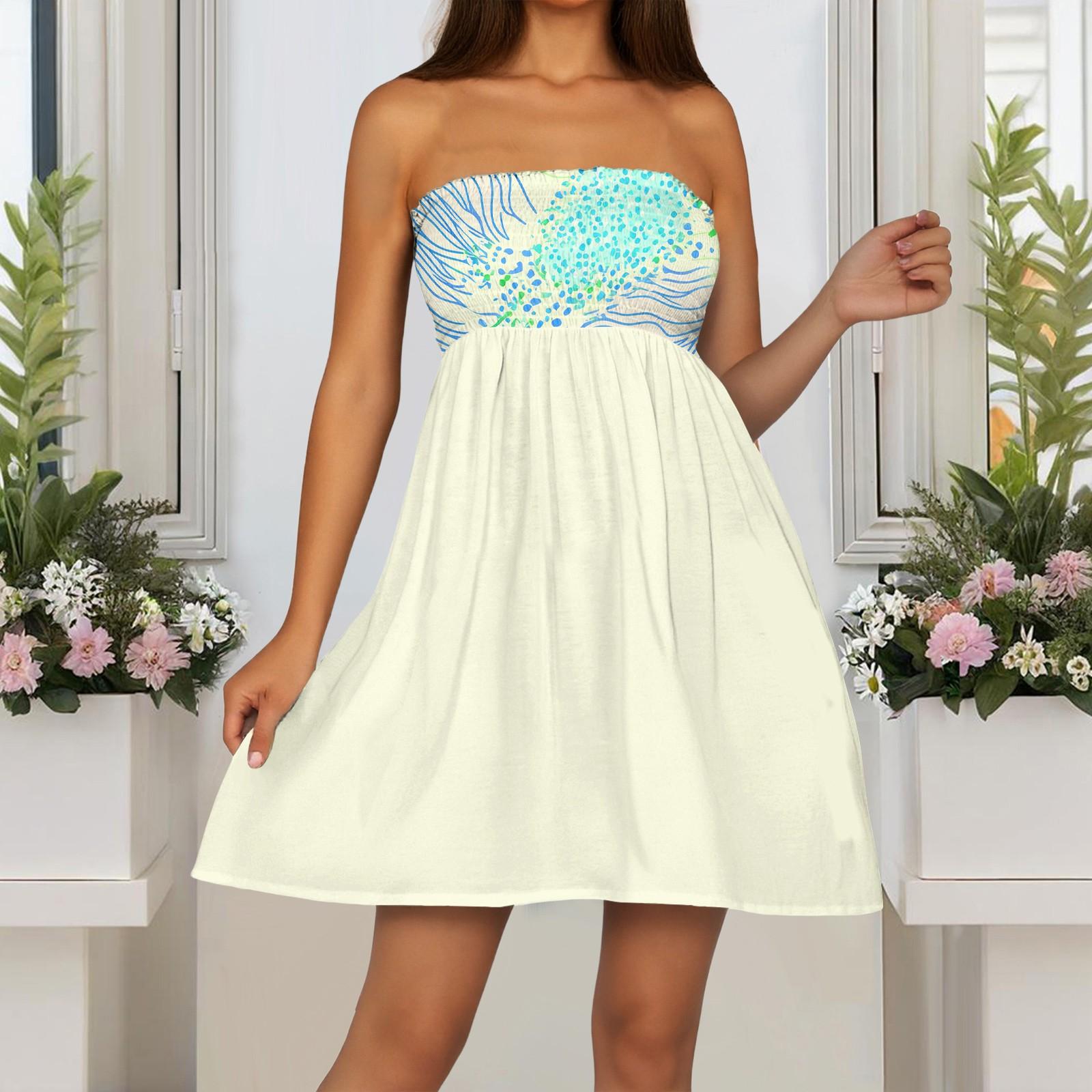 

Модное женское повседневное платье-бандо с цветочным принтом без рукавов XL