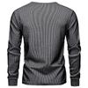 Camisa Henley Rayada para Hombre Manga Larga Top Casual para Hombre Otoño Invierno Cálido Moda Botones Texturizada Blusa Masculina