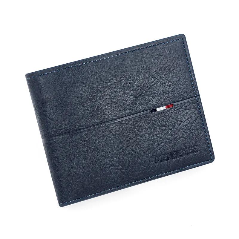 Short Men Wallets Slim Credit Card Holder RFID Blocking Waterproof Leather Purse Classic Coin Pocket Black Male Wallet