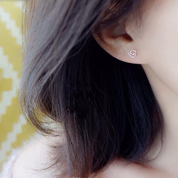 Beixi Sterling Silver Rotating Triangle Stud Earrings - Geometric Minimalist Style 925 Silver