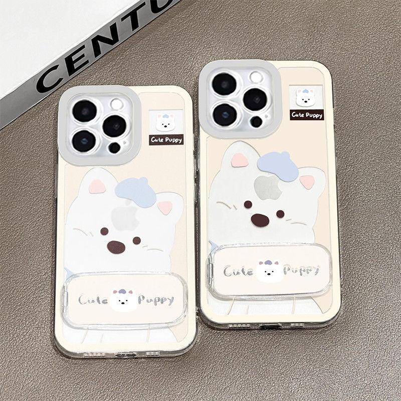 West Highland Puppy Mirror Holder for Apple 11 Mobile Phone Case 11promax Anime Protective Case 11 Cute 11