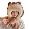 Super cute capybara hat scarf gloves integrated hooded scarf warm cute plush two-in-one hat