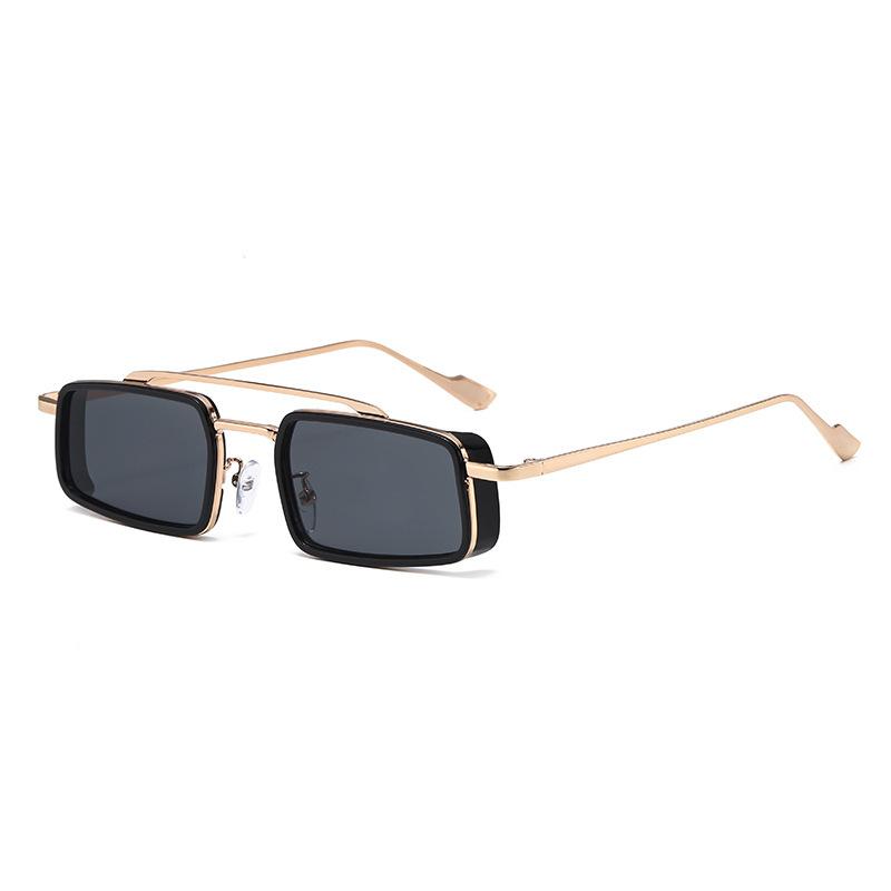 Trendy Metal Double-bar Sunglasses, Fashionable And Business-appropriate Uv-protective Sunglasses, Small Frame Glasses8854X