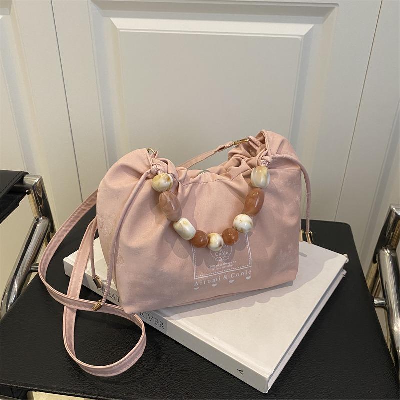 Summer dumpling bag women's new trend versatile fashion beaded handbag casual texture messenger bag