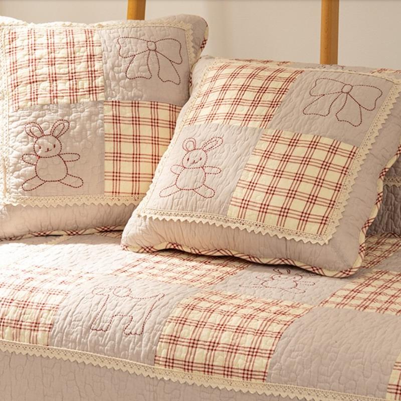 Korean Style Spliced Fabric Bow Sofa Cover Slip Resistant Slipcover Seat Sofa Towel Dust Cover Towel Couches For Living Room