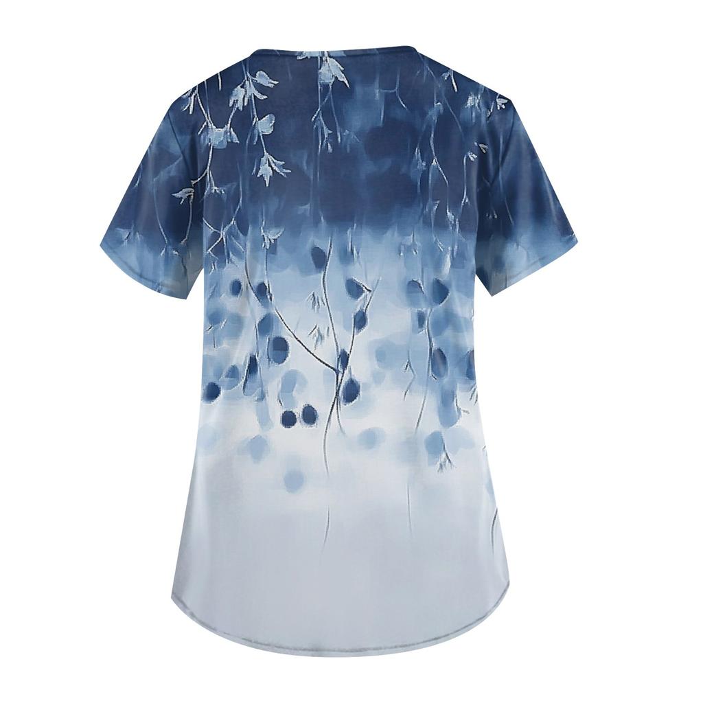 Women's V-neck Fashion Casual Printed Tops And Protective Workwear