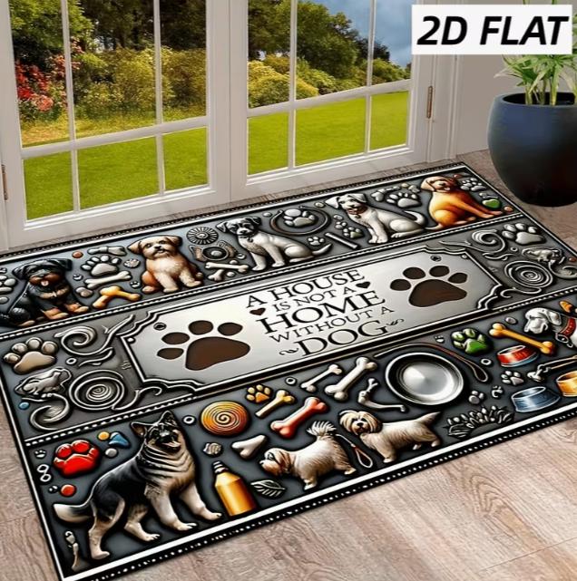 

The Gold Haired Carpets Puppy Themed Single Piece Floor Mat Features An Design That Is Perfect for Carpets in Homes or Offices 40cm x 60cm