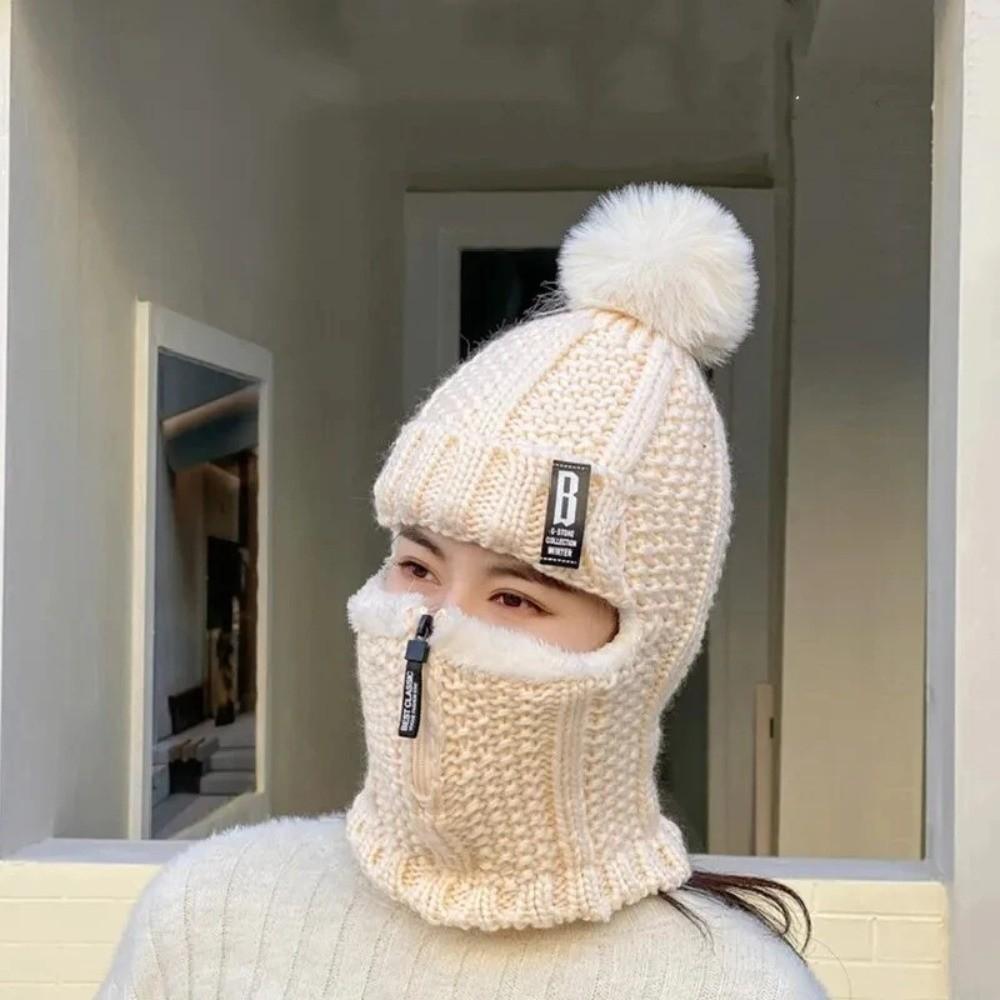 Neck Warmer Wool Knitted Hat Windproof Ear Protection Hat Winter Hat Scarf Set  Outdoor Cycling