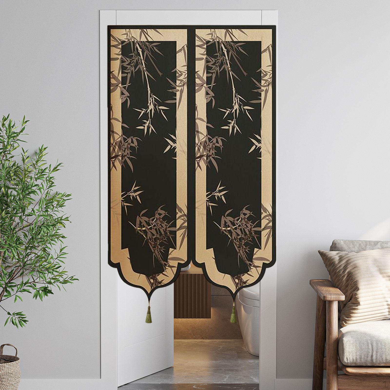 

Китайские дверные шторы, гобелен для дверного проема, затемняющие шторы для дома и спальни Black 65x90cm