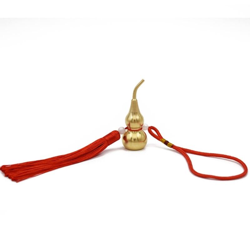 Antique Copper Gourd Hanging Decors Metal Ornament Lucky Tassels Charm Perfect for Living Room Office Car Interior