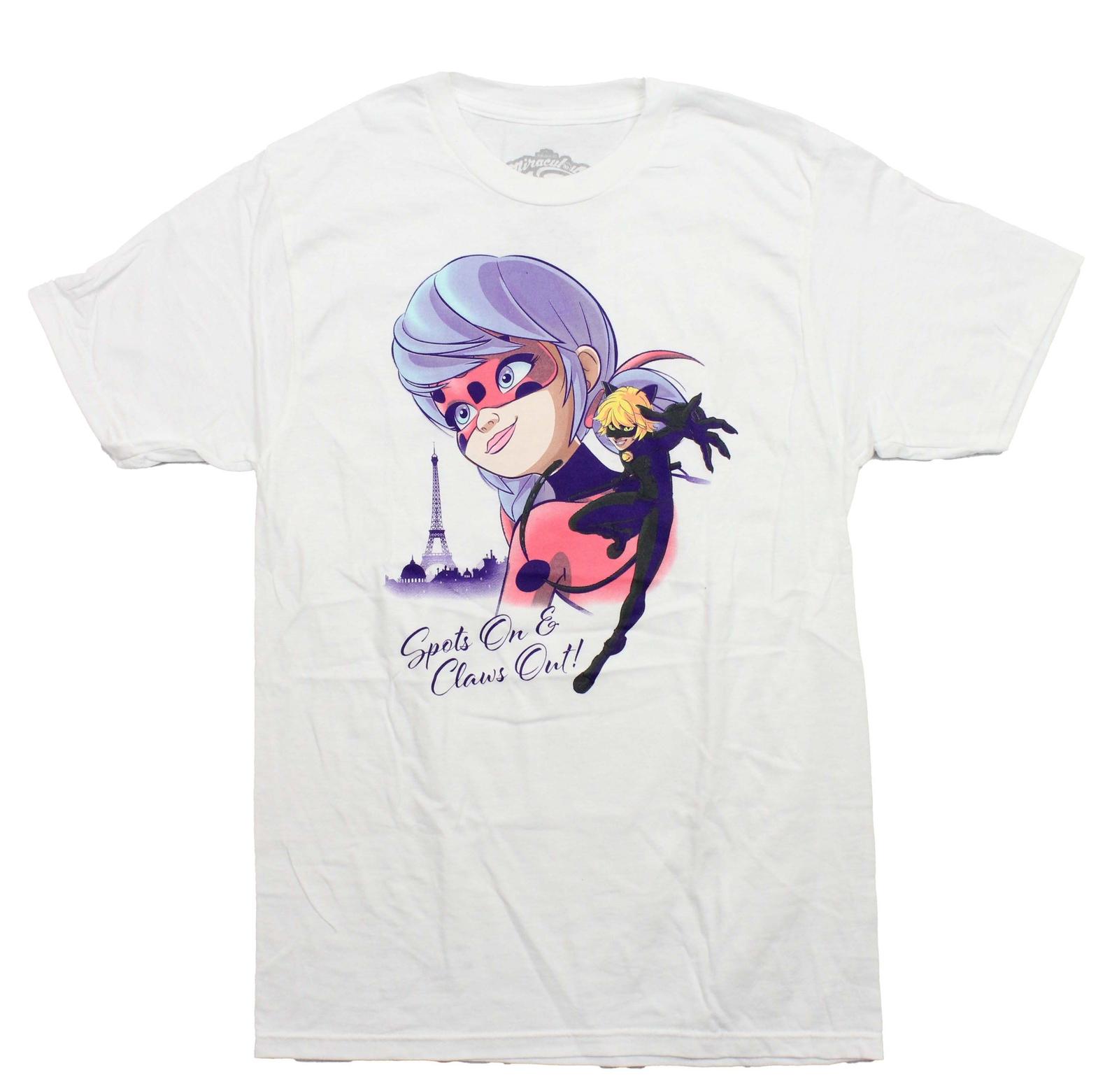 Miraculous New Adult T-Shirt - Eiffel Tower  Spots On & Claws On XXXXL
