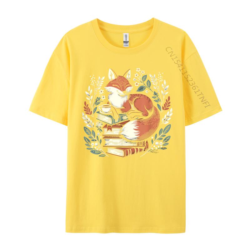 Cute Cottagecore Floral Fox Aesthetic Women Premium Cotton Printed Tops Shirts New Arrival Adult T-Shirt Slim Fit Tops Shirt