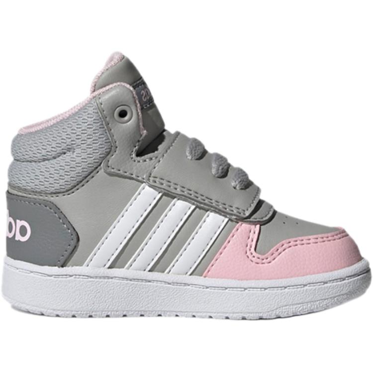 adidas Neo Hoops 2.0 Mid Multicolor Abrasion Resistant Mid Top Toddler Shoes Gray Pink Infant And Toddler GZ7779