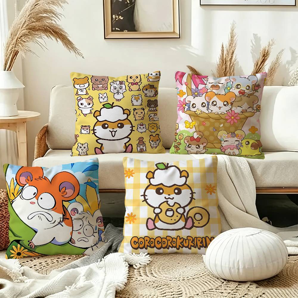 Cute Anime H-Hamtaro Cushion Cover Pillowcase Upholstery Sofa Throw Pillow Home Decor Pillowcas