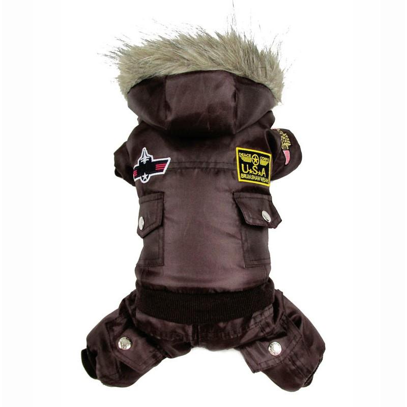 Winter Pet Dog Warm Cotton Jumpsuit Small Medium Large Breeds Blue Red Coffee Military Style