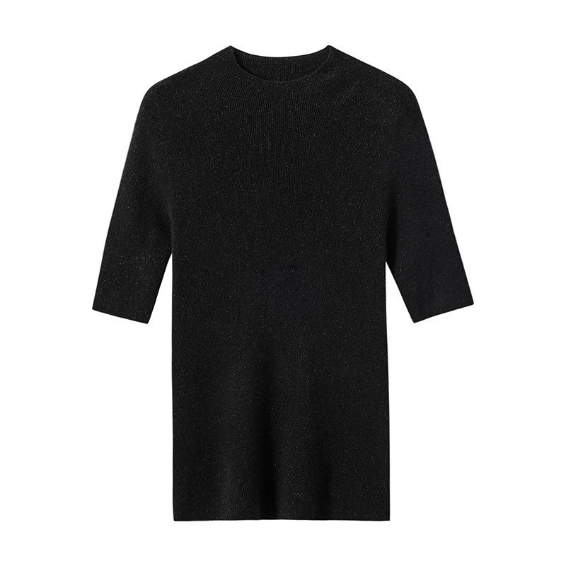 Elegant Fine-Spun Cashmere Mid-Sleeve Knit Turtleneck Pullover