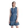 European and American Fashion Cross-border Women's Denim Dress, Sleeveless Design Blue and White Printed Element Denim Blue Dress