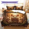 Autumn leaves animals Pattern Bedding Quilt Set Quilt Cover Pillowcase Home Decoration Birthday Gift (1 * duvet cover + 2 * pillowcase, without core)