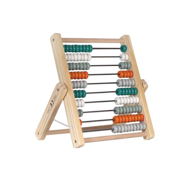 Boulier abaque kindsgut avec 100 boules colorées en bois bleu pétrole - jeu éducatif de calcul