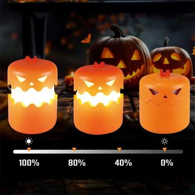 Portable Foldable Halloween Pumpkin Light Plastic with Lanyard Pumpkin Lantern Funny Party Decoration Light Up Pumpkin