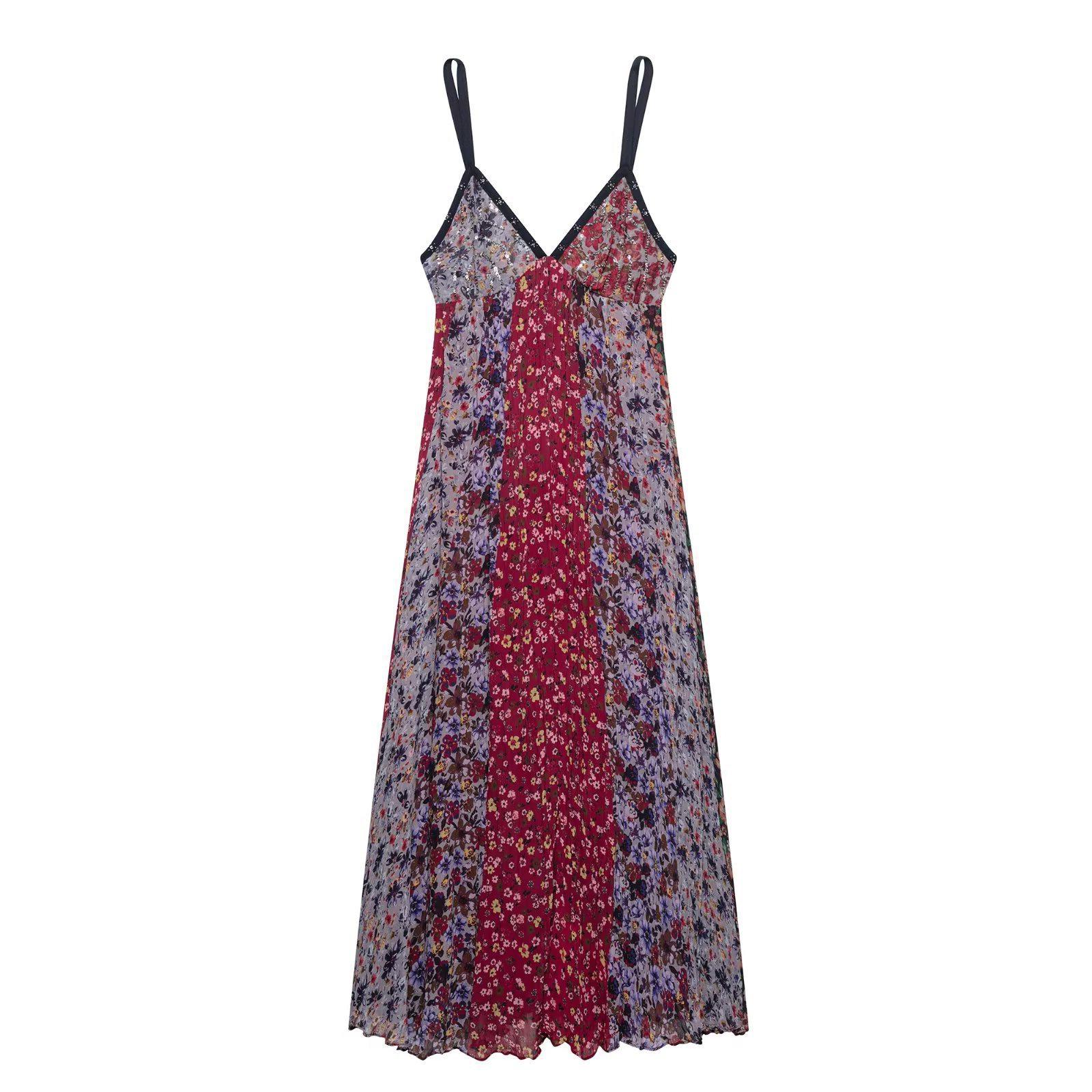 

TAOP&ZA Women s Spring/Summer European & American Style Slimming Printed Spaghetti Strap Dress Extra Small квітковий