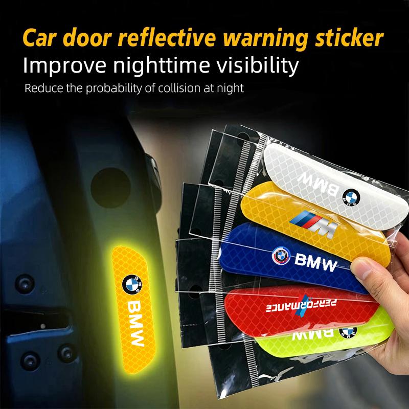 4Pcs Car Reflective Sticker Night Safety Warning Sign Shine Tape For BMW G80 G06 G07 G42 G14 G15 G16 F82 F20 X5 Auto Accessories Cyfp80